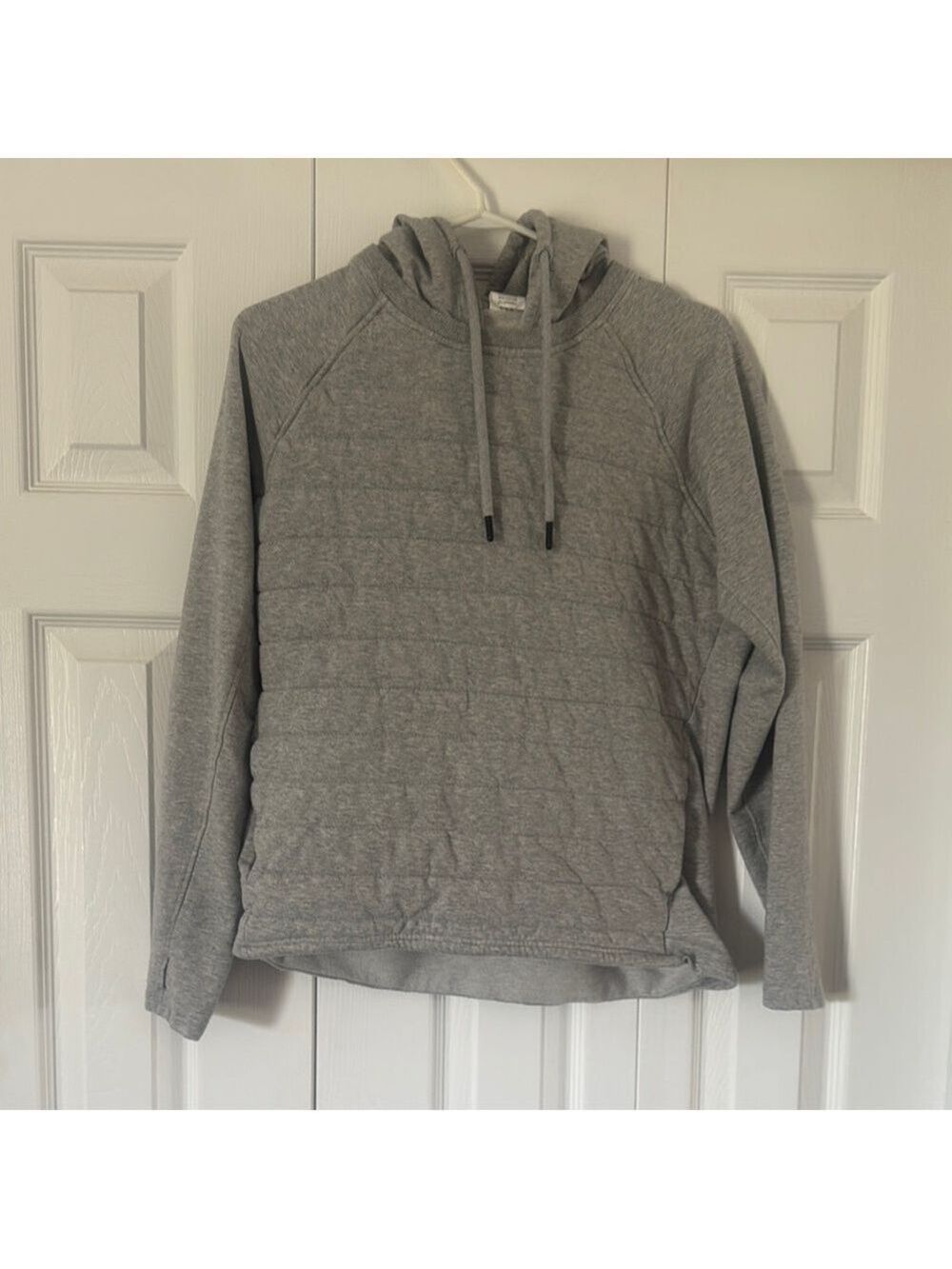 Womens Quilted Gray Hoodie Sweater